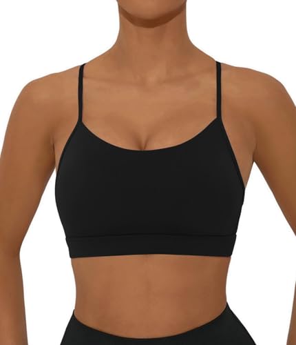 Image of Sports Bra for Women Low Impact Racerback Workout Bras Sexy Thin Straps Yoga Sport Bras with Removable Pads