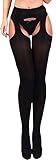 Mikrofaser 60 STRIPPANTY Strumpfhose OFFEN im Schritt Strapsstrumpfhose, Schwarz, M/L