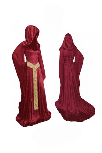teobant Vestido medieval para mujer, disfraz de bruja renacentista, tradicional victoriano, disfraz de Halloween, carnaval, rosso, S