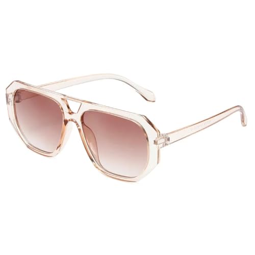 Lunettes de soleil double pont avec monture large et verres marron clair
