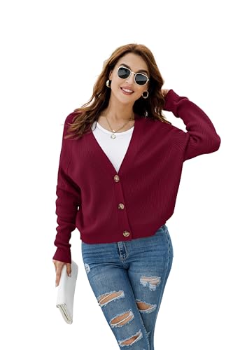 Image of TASAMO Womens Cardigan Sweaters 2026 Fall Cropped Lightweight Sweater