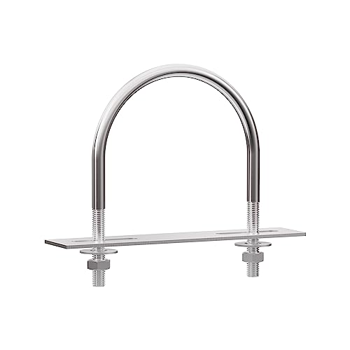 Image of 304 Stainless Steel Round Bend U-Bolts 1.3 inch(33mm) Inner Width 2.36 inch(60mm) Length M8 with Nuts, Frame Plate, Washers, Accessories for Boat Trailer Axle Sailboat Trailer