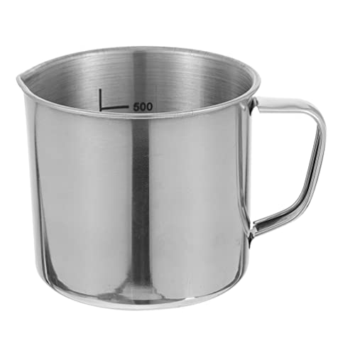 asdchZen Tasse À Mesurer en Acier Inoxydable 1000 ML, Gobelet Gradué avec Poignée Et Échelle, Pichets pour Bar, Fête, Boisson, Shaker, Tasses À Café Au Lait,Silver-13X10Cm