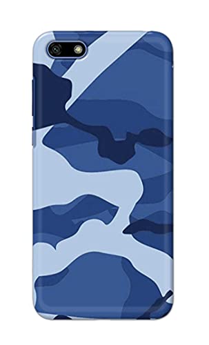 Image of Printed Hard Back Cover Case for Honor 7S | Huawei Y5 2018 | Huawei Y5 Prime 2018 Back Cover (Army Blue Pattern) -1302