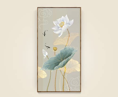 Peinture Diamant fleurs blanches grand format pour habiller un grand mur vide