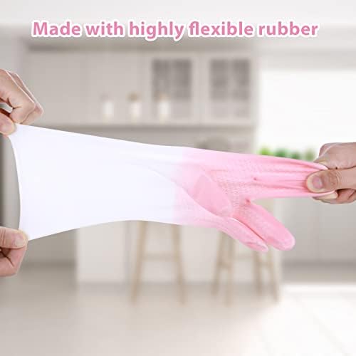 Abeillo 2 Pairs Rubber Cleaning Gloves Washing up Gloves Medium Household Dishwashing Gloves Kitchen Cleaning Gloves for Home Kitchen Washing (Pink,Blue M )