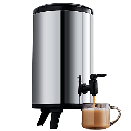 Generic Dispensador de bebidas frías y calientes, acero inoxidable de gran capacidad, aislado con grifo para té con leche, leche de soja, café y té, perfecto para uso comercial Generic Dispensador de bebidas frías y calientes, acero inoxidable de gran capacidad, aislado con grifo para té con leche, leche de soja, café y té, perfecto para uso comercial