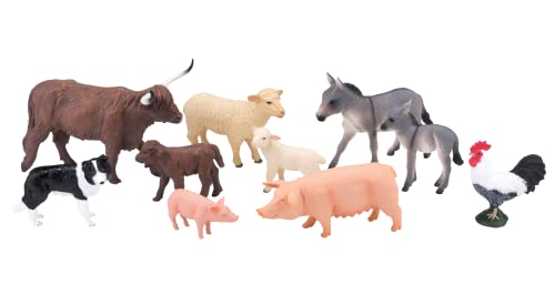 Animaux de la ferme Mojo figurine plastique lot de 10 jouets éducatifs 380030