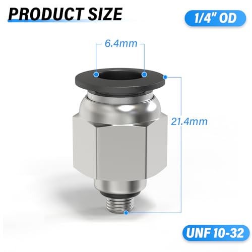 Image of TAILONZ 1 /4 inch Tube OD x 10-32UNF Male Straight Push to Connect Fitting 10pcs