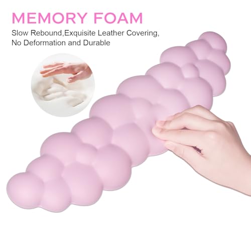 Image of JIKIOU Upgrade Leather Cloud Wrist Rest for Keyboard and Mouse & Cup Pad | Wish Gift-Cute Cloud Shape, Comfortable and don't Irritate to Skin, Non-Slip PU Base,Soft Memory Foam filled for Pain Relief