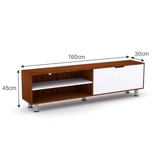 Image of GRATUS Duston Engineered Wood Wall Mount TV Stand | Modern Entertainment Unit with Set Top Box Shelf | Dual Tone Walnut & White | Easy DIY Setup