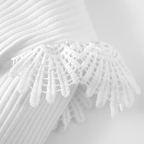 Image of Weixinbuy Toddler Girl Fall Clothes Lace Fly Sleeves Ribbed T-shirt+Suspender Skirt+Headband Winter Outftts Clothing Set 1-6T