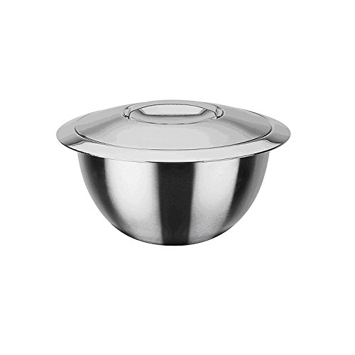 GSW Stahlwaren GmbH Thermo Rührschüssel mit Deckel, 16 x 9,8 cm, 1,2 l, Edelstahl, Silber, 30 x 16 x 9,8 cm