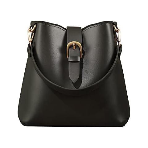 Town Bucket Vegan Leather Bag For Women (Olive Green) Hobo Retro Faux Casual Purse Classic Vintage Simple Shoulder Handbag Cover