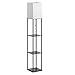 Floor Lamp with Shelves for Living Room, Shelf Floor Lamp with 3 CCT LED Bulb, Corner Display Standing Column Lamp Etagere Organizer Tower Nightstand with White Linen Shade for Bedroom, Office