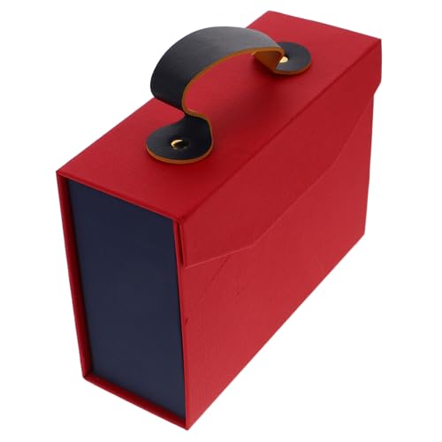 TINEASUR 箱 収納ボックス 紙のプレゼントボックス プレゼントラッピングボックス 誕生日の好意ボックス コンテナ ポータブル ケース プレゼント用 ボックス レザー 赤