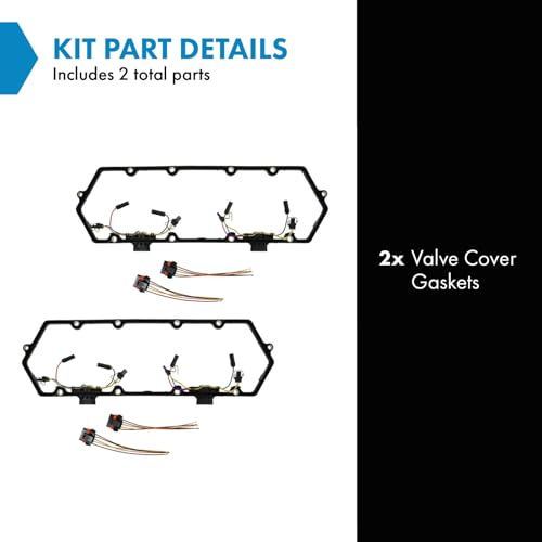Image of TRQ Valve Cover Gasket with Injector & Glow Plug Harness Set Compatible with 1994-1998 Ford E-350 Econoline E-350 Econoline Club Wagon 1994-1996 F-250 1997 F-250 HD 1994-1997 F-350