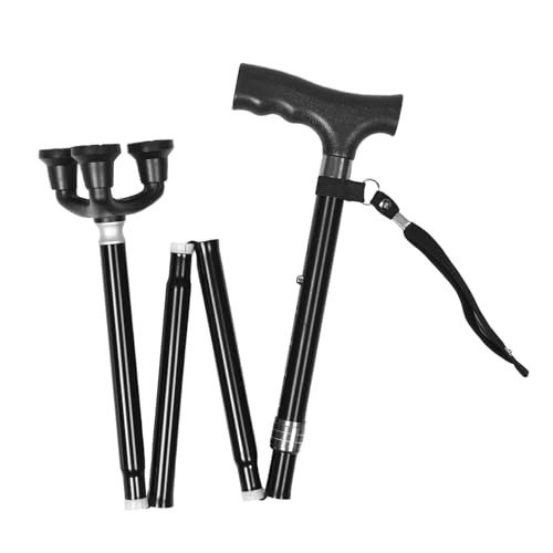 Holibanna Bastón Plegable Ajustable de Aluminio Ligero para Adultos Mayores, Extensible y telescópico, con Correa de muñeca, portátil para Viaje y Uso Diario