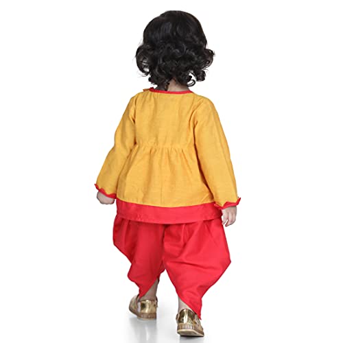 Image of BownBee Ethnic Wear Cotton Kurta Dhoti Traditional Dress Set for Baby Boys, Front Open Embroidered With Full Sleeves and V Neckline, Ideal for All Festivals