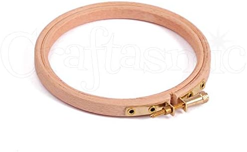 Elbesee 4"/10cm Diametre Wooden Embroidery Hoop with Metal Screw Fastening, Wood, No Colour, 11x11x1 cm
