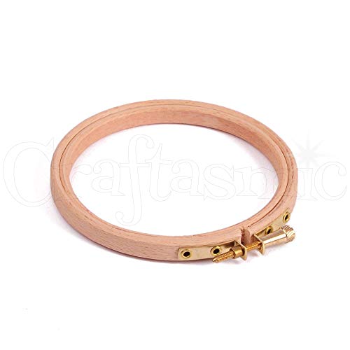 Elbesee Cercle à Broder en Bois de 10 cm de diamètre avec Fermeture à vis en métal, Bois, sans Couleur, 11 x 11 x 1 cm Cover