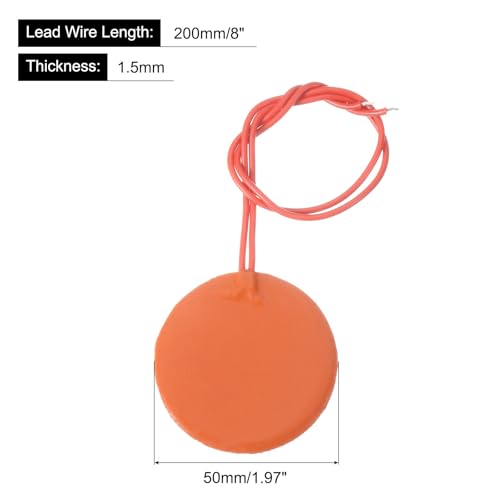 sourcing map Silikon-Heizmatte, 12V 5W Heizfolie Flexible Heizplatte 50mm Heizmatte für konstante Temperatur, Packung mit 4 Stück