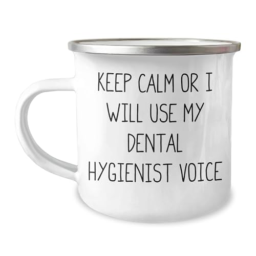 Gifts from Coworkers for Dental Hygienist, Keep Calm and Use Your Dental Hygienist Voice, Funny Dental Hygienist Gifts for Christmas, Camping Mug