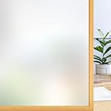 Rabbitgoo 窓ガラス目隠しフィルム 目隠しシート 窓 フィルム すりガラスシート 水で貼る 剥がせる 断熱遮熱 結露防止 uvカット めかくしシート 窓用 浴室 風呂 玄関 飛散防止 曇りガラス調 ガラスフィルム (90x500cm)