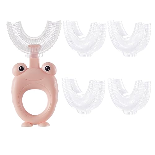 Brosse à dents 360 en forme de U pour enfant de 2 à 6 ans et 2 à 4 à 7 et 6 à 8 ans - Brosse à dents arrondie en silicone - Brosse à dents circulaire facile - 3 côtés en mousse - Pour fille -
