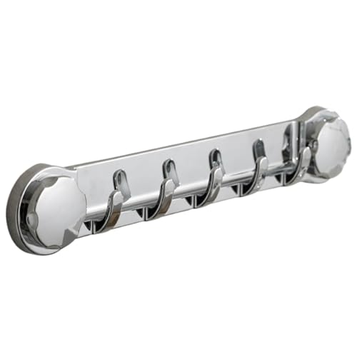 Tewzafiya Gancho de bolsillo para pared, perchero de pared, soporte decorativo rústico para llaves de pared, resistente perchero con ventosa y 5 ganchos, estante flotante de pared para dormitorio