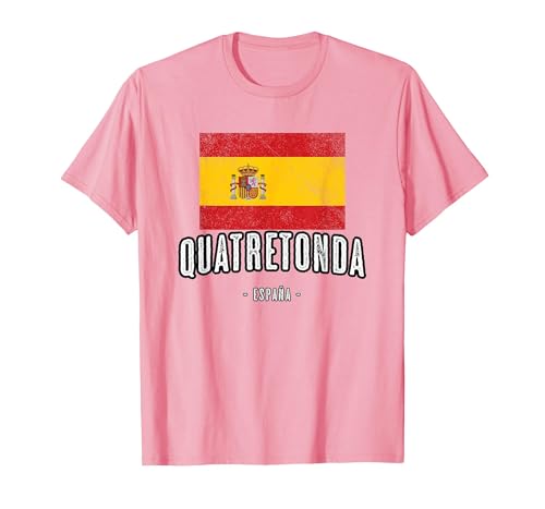 Quatretonda España | Souvenir - Ciudad - Bandera - Camiseta, Hombre, Rosado, L