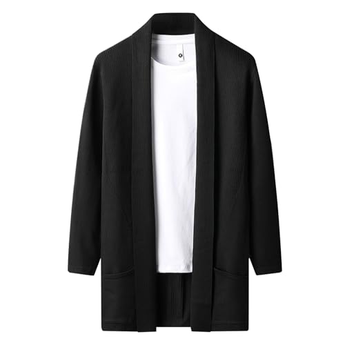 Sweat-shirt d'affaires décontracté style manteau en tricot long uni