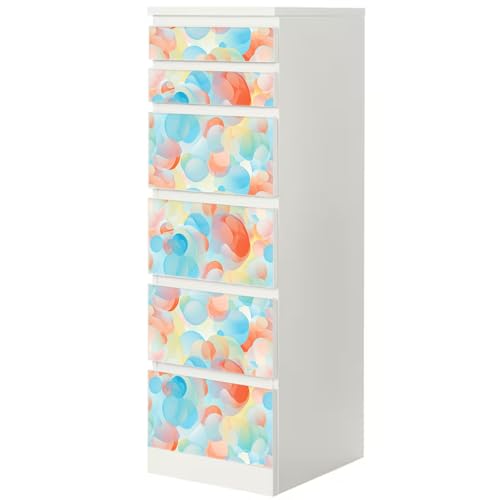 Lámina para muebles sunnywall  adecuada para la cómoda ikea malm lámina adhesiva para armarios con motivo de círculos pastel pegamento sin burbujas