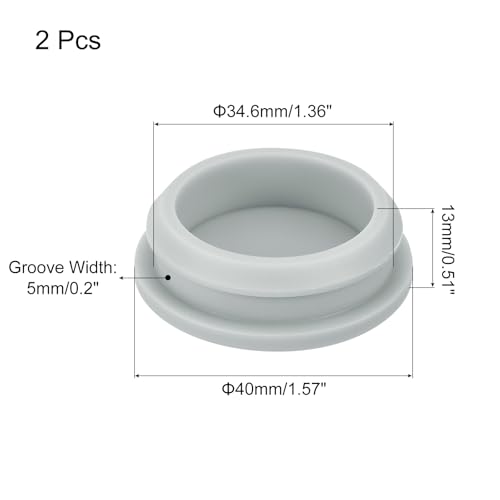 Image of MECCANIXITY 2pcs Silicone Snap in Locking Hole Plugs,34.6mm /1.4 Inch Mounting Diameter Narrow Groove Width 5mm Panel Seal Cover Round for Kitchen Bulkheads Waterproof Sealing Plugs Grey