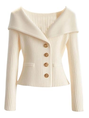Verdusa Women's Old Money Button Down Cardigan Long Sleeve Ribbed
