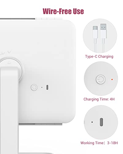 Easehold Rechargeable 5000 Mah Lighted Makeup Mirror, 1X/2X/3X/10X Magnifying Vanity Mirror, 3-Color Mirror With Lights, 116 Leds, Adjustable Brightness/Angle, White #TOP4