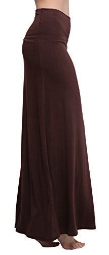 Image of Urban CoCo Women's Stylish Spandex Comfy Fold-Over Flare Long Maxi Skirt