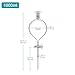 stonylab 1000 mL Separatory Funnel with with 24/40 Joint & PTFE Stopcock, Borosilicate 3.3 Glass, Spherical Design for Liquid Extraction & Solvent Separation, Includes Plastic Stopper (1-Pack)