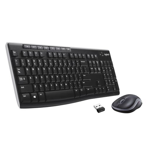 MK270 Combo Tastiera e Mouse Wireless per Windows, Layout US Internazionale QWERTY - Nero