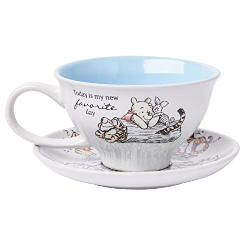 Silver Buffalo Disney Winnie The Pooh Walking Classic Scene Ceramic Teacup And Saucer, 12 Ounces #TOP1