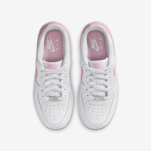 Nike Air Force 1 Big Kids' Shoes (White/White/Medium Soft Pink)4