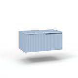 【Base con top 1 cestone】Accessori casa Base con top 1 cestone con frontale in MDF cannettato, finitura azzurro tiffany. Perfetto per ordine e praticità in casa.