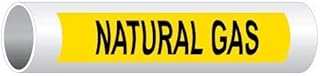 ComplianceSigns.com Natural Gas (Black Legend On Yellow Background) Pipe Label Decal, 8x2 inch 5-Pack Vinyl for Pipe Markers Hazmat
