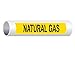 ComplianceSigns.com Natural Gas (Black Legend On Yellow Background) Pipe Label Decal, 8x2 inch 5-Pack Vinyl for Pipe Markers Hazmat