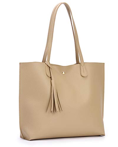 Image of Minimalist Clean Cut Pebbled Faux Leather Tote Womens Shoulder Handbag