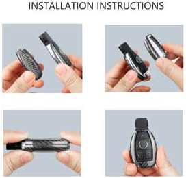 T-carbon Key Fob Cover Compatible with Benz Real Glass Fiber Key Fob Protector fits for Mercedes Benz A B C S Class SLC SLC AMG Key Case fits for Benz C63 GLE43 Key Case,Silver Black - Image 6