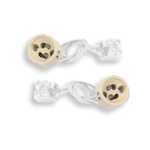 Portalámparas de cerámica GU10 blanco, 2 unidades, ideales para iluminación decorativa y soporte de bombillas GU10.