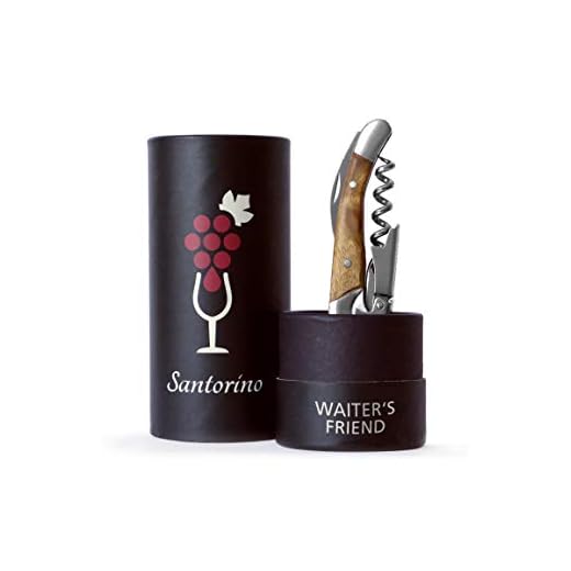 Santorino® Sacacorchos | Cuchillo de Sommelier de Madera Exclusiva Campeche, Destapa Botellas 2 Pasos, Abrebotellas, Cuchillo de camarero