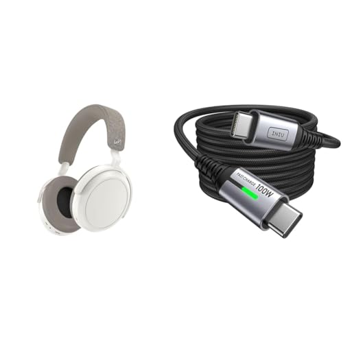Sennheiser Momentum 4 Wireless Kopfhörer mit Bluetooth - mit adaptiver Geräuschunterdrückung für kristallklare Anrufe - 60 Stunden Akkulaufzeit - anpassbarer Klang & INIU USB C Kabel