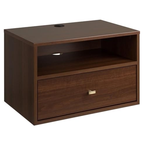 Prepac Transitional 1 Drawer Floating Nightstand with Open Shelf, Wall Mounted Nightstand, Contemporary Bedroom Furniture, 15'D x 22.5'W x 14.5'H, Cherry, CDBW-1411-1
